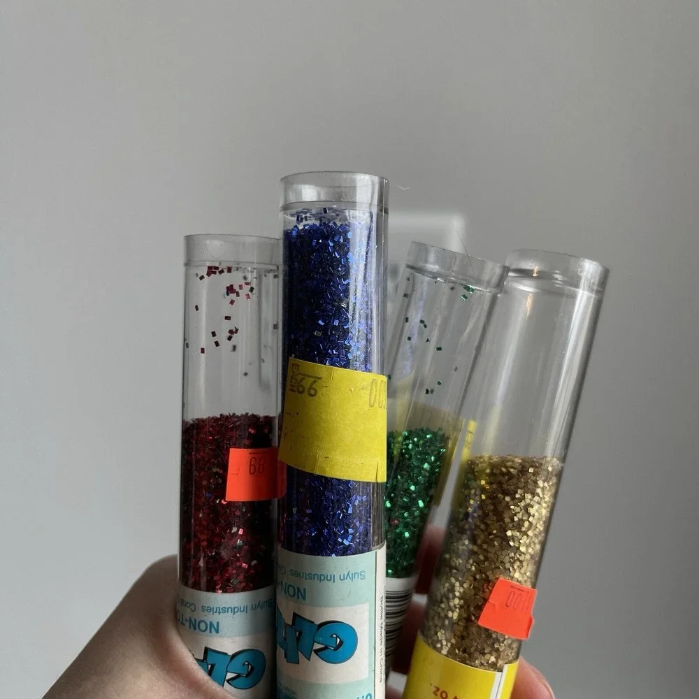 SUYLN VTG Aluminium SPARKLE Christmas Glitter GOLD Green‎ RED BLUE Crafting Mcm